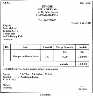 Contoh Invoice Tuntutan Bayaran Jawkosa